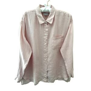 J.JILL | Love Linen Pink 100% Linen Button Down Shirt Top | Medium